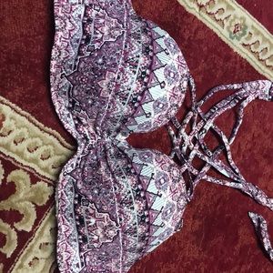 Ambrielle halter swim top with criss cross halter